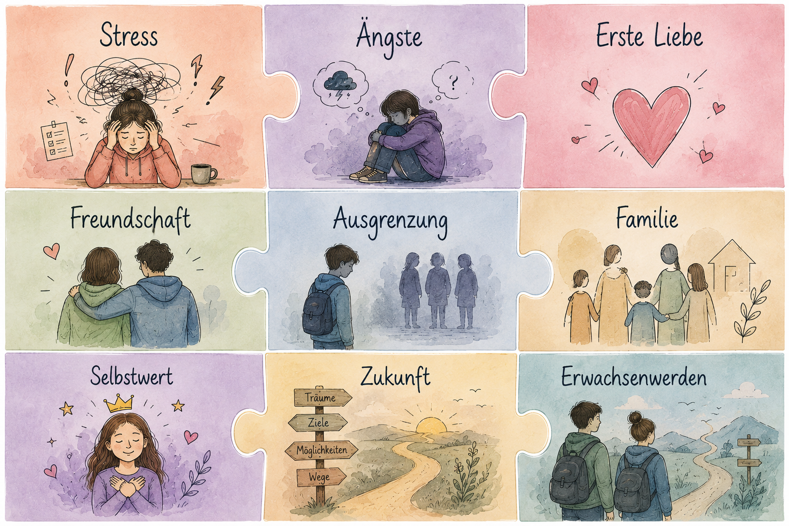 Puzzle über Jugendliche Gedanken